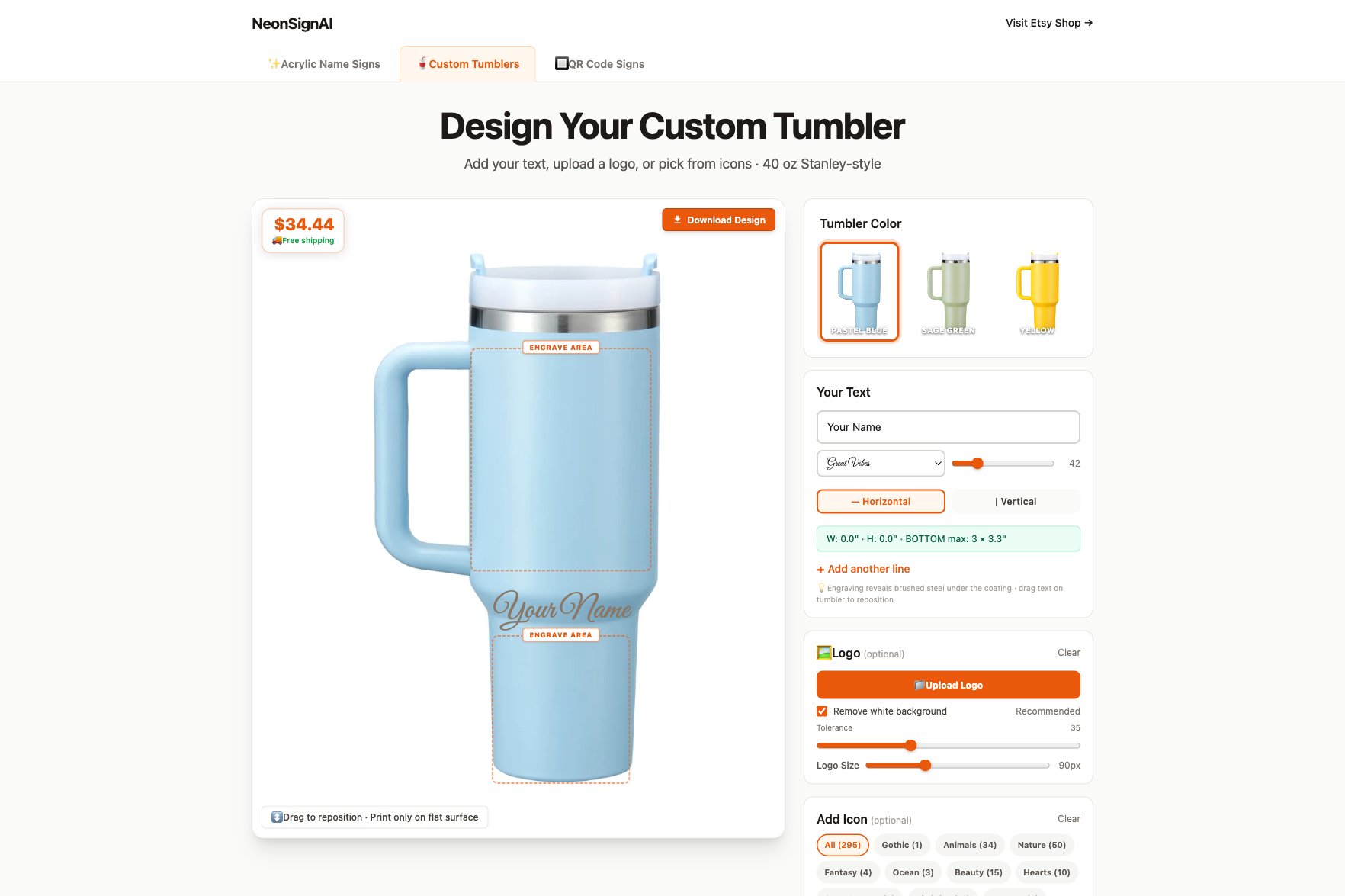 Custom Tumblers configurator